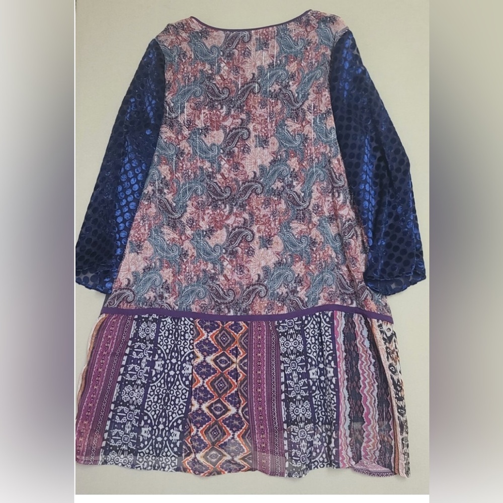 Soft Surroundings Patchwork Floral V-Neck Blouse in Purple and Blue - Picture 2 of 11